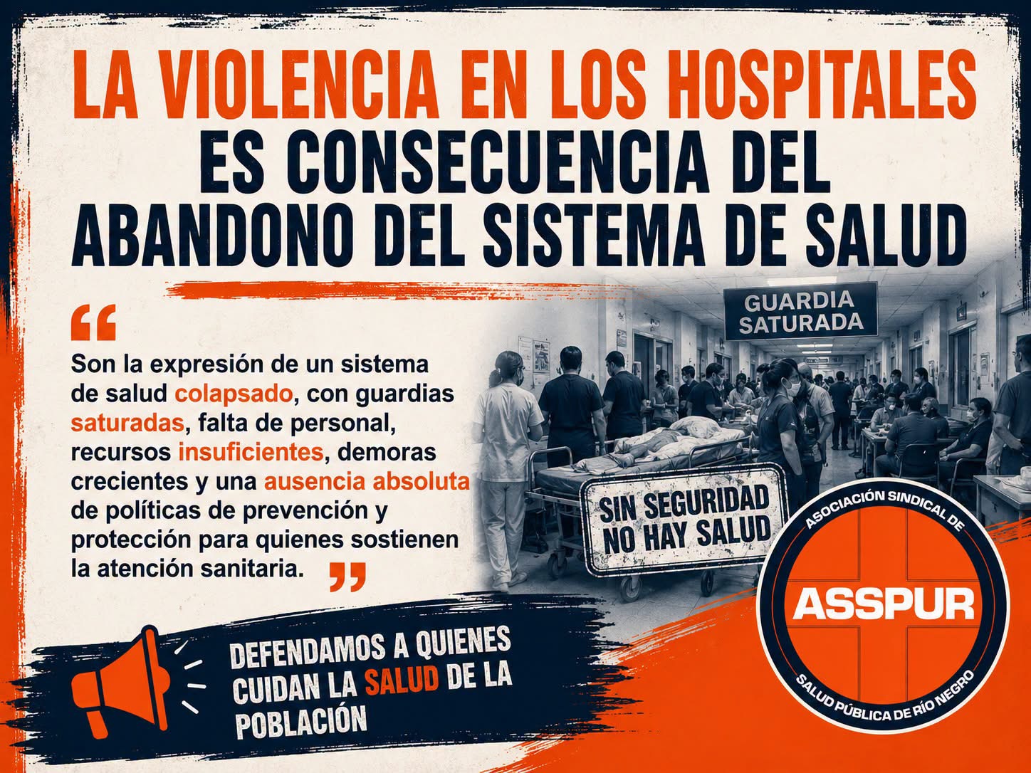 ASSPUR exige medidas urgentes ante la creciente violencia en hospitales públicos de Río Negro
