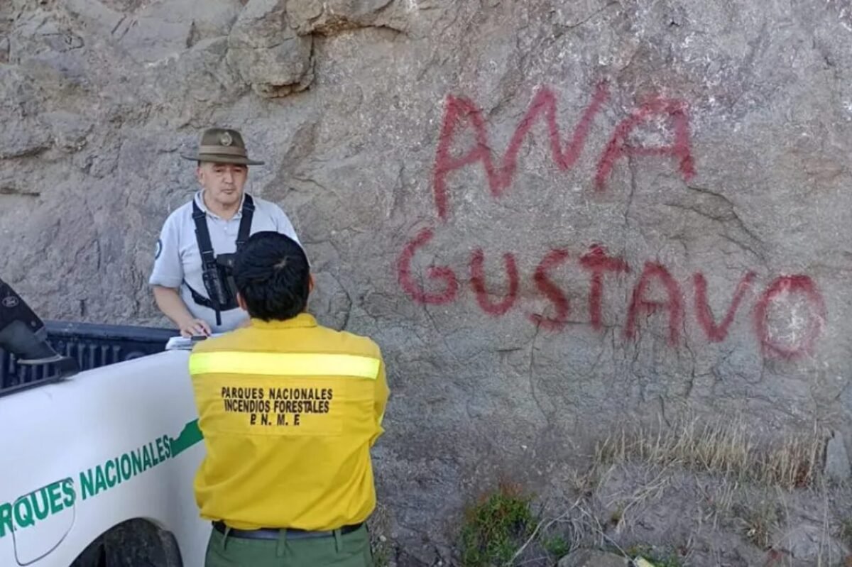 Camionero que hizo grafiti en Valle Encantado deberá restaurar doce pintadas en total