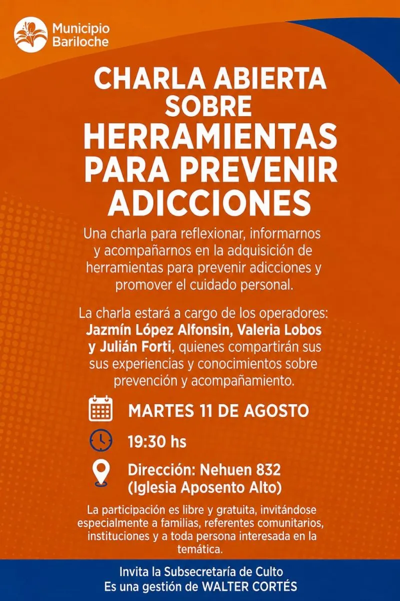 Charla abierta sobre prevención de adicciones y manejo de emociones en el barrio Nahuel Hue
