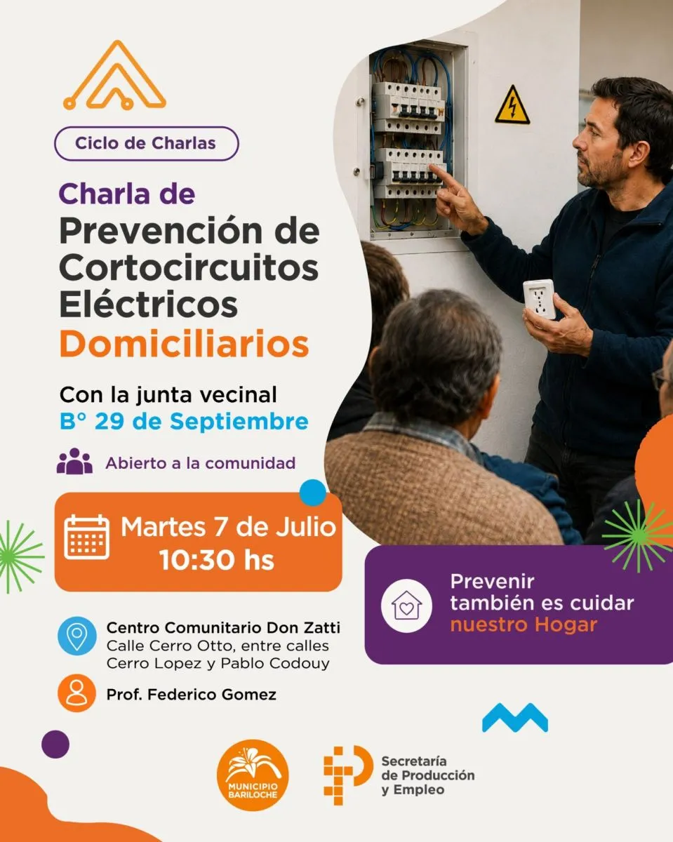 Charla gratuita sobre prevención de cortocircuitos eléctricos en el barrio 29 de Septiembre