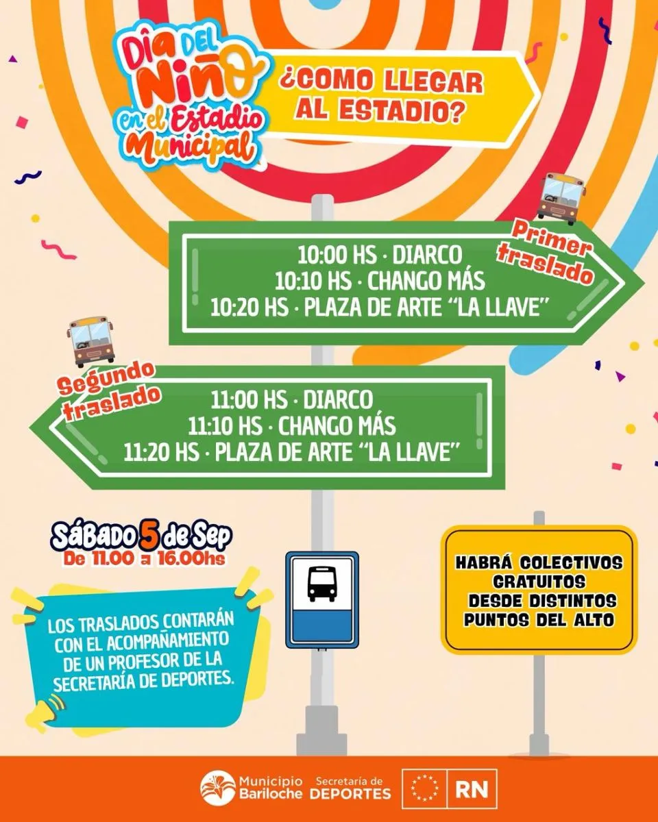 Colectivos gratuitos desde el Alto para el festejo del Día del Niño en el Estadio Municipal