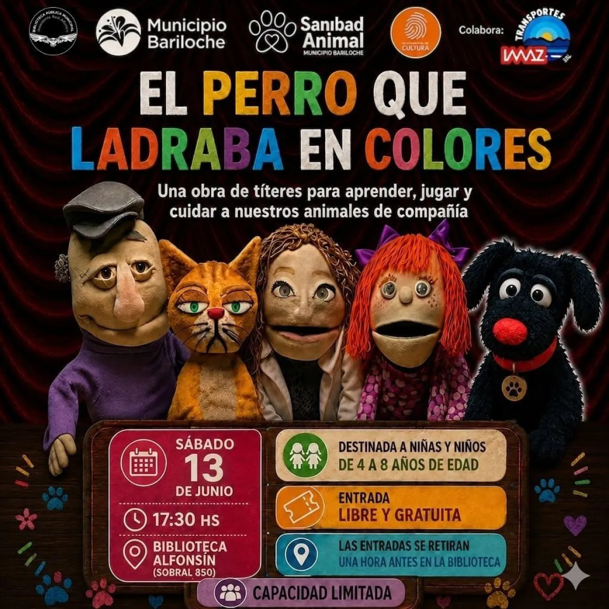 La obra de títeres "El Perro que Ladraba en Colores" llega este sábado a la Biblioteca Municipal