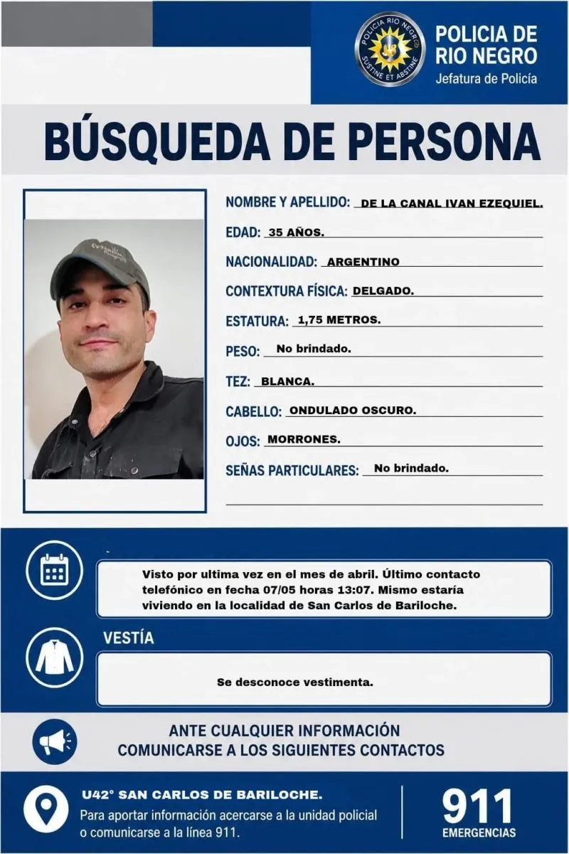 La Policía busca a Iván Ezequiel De La Canal: perdió contacto desde principios de mayo