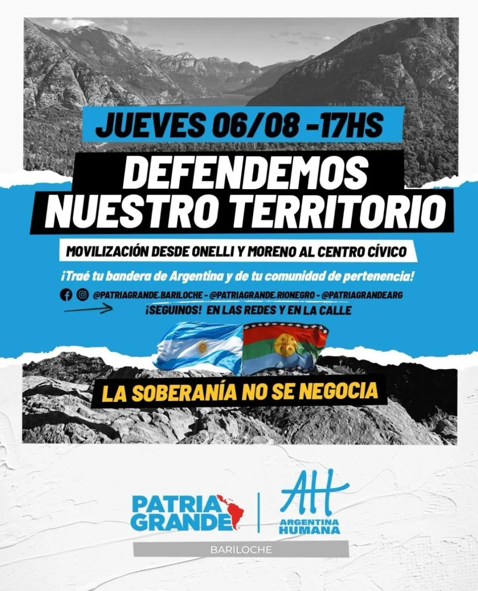 Marcha este jueves en Bariloche contra el proyecto que modifica la Ley de Tierras Rurales