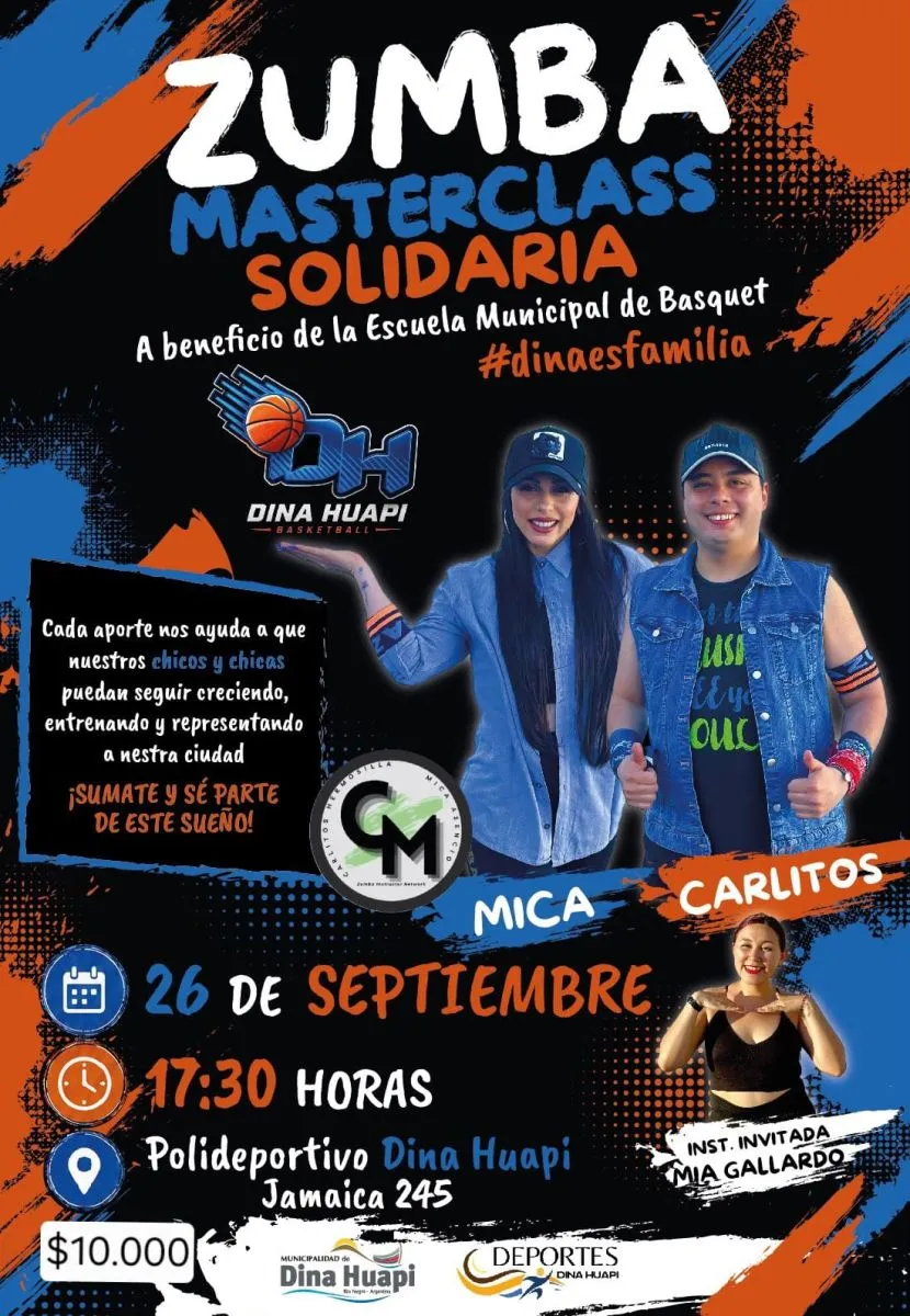 Masterclass de zumba a beneficio de la Escuela Municipal de Básquet de Dina Huapi