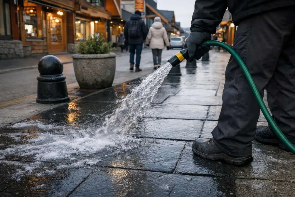 Municipio pide a comercios de calle Mitre no arrojar agua en veredas por riesgo de hielo