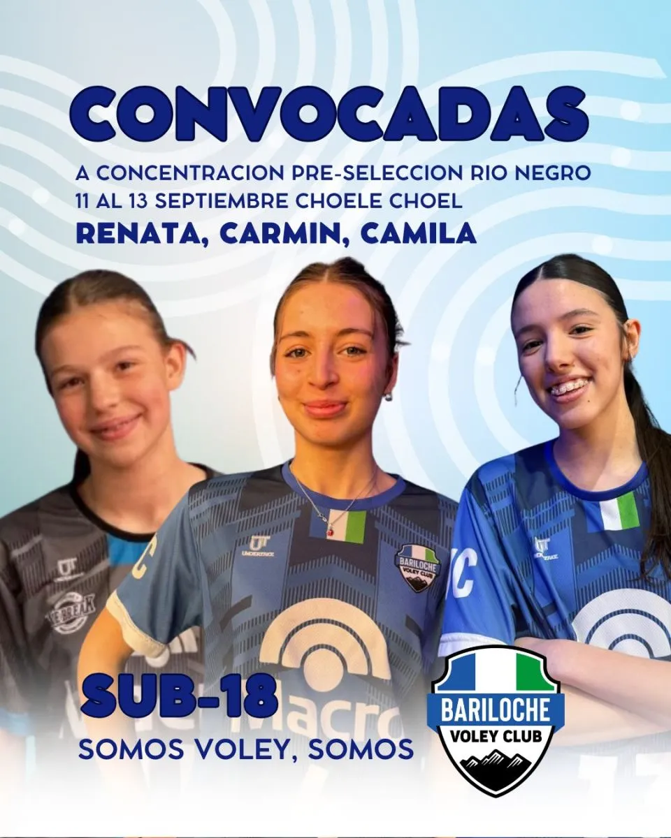 Siete jugadoras del Bariloche Vóley Club integran la concentración Sub 18 de la selección de Río Negro